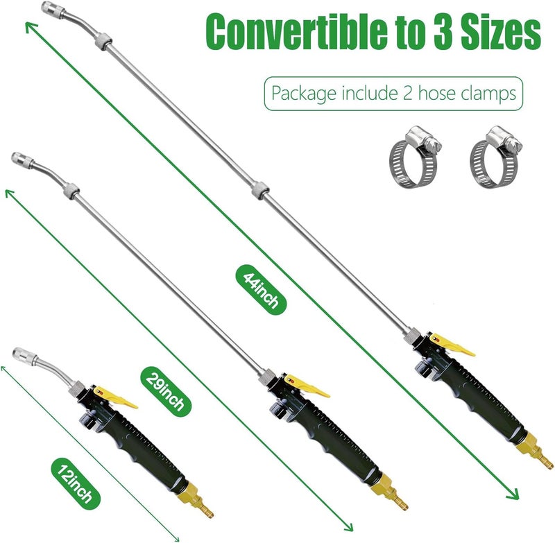 VanPet Sprayer Wand with 3 Types of Nozzles, Fan Nozzle Replacement Sprayer Wand, Stainless Steel Sprayer Wand Replacement with 1/4" & 3/8" Brass Barb and 2 Hose Clamps (3 Nozzles 44 Inches Sprayer Wand) - Image 4